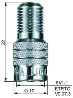 33.0709 Колпачок V2B ALLIGATOR для вентилей, с доп. клапаном, металл (Германия)